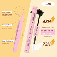 QUEWEL Cluster-Lashes Kit, 40D Individual-Eyelashes with Waterproof Lash Bond & Seal, 280PCS D Curl Lashes Individual Cluster Kit for Beginners DIY Lash Extension at Home (LS-40D-KIT)