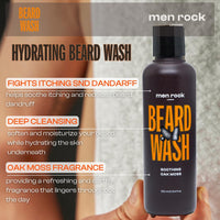 Men Rock Beard Kit with Beard Shampoo, Beard Balm & Beard Oil – Beard Grooming Kit for Men – Luxury Beard Growth Kit & Beard Care Kit for Men – Oak Moss Beard Moisturiser & Beard Softener Gift Set