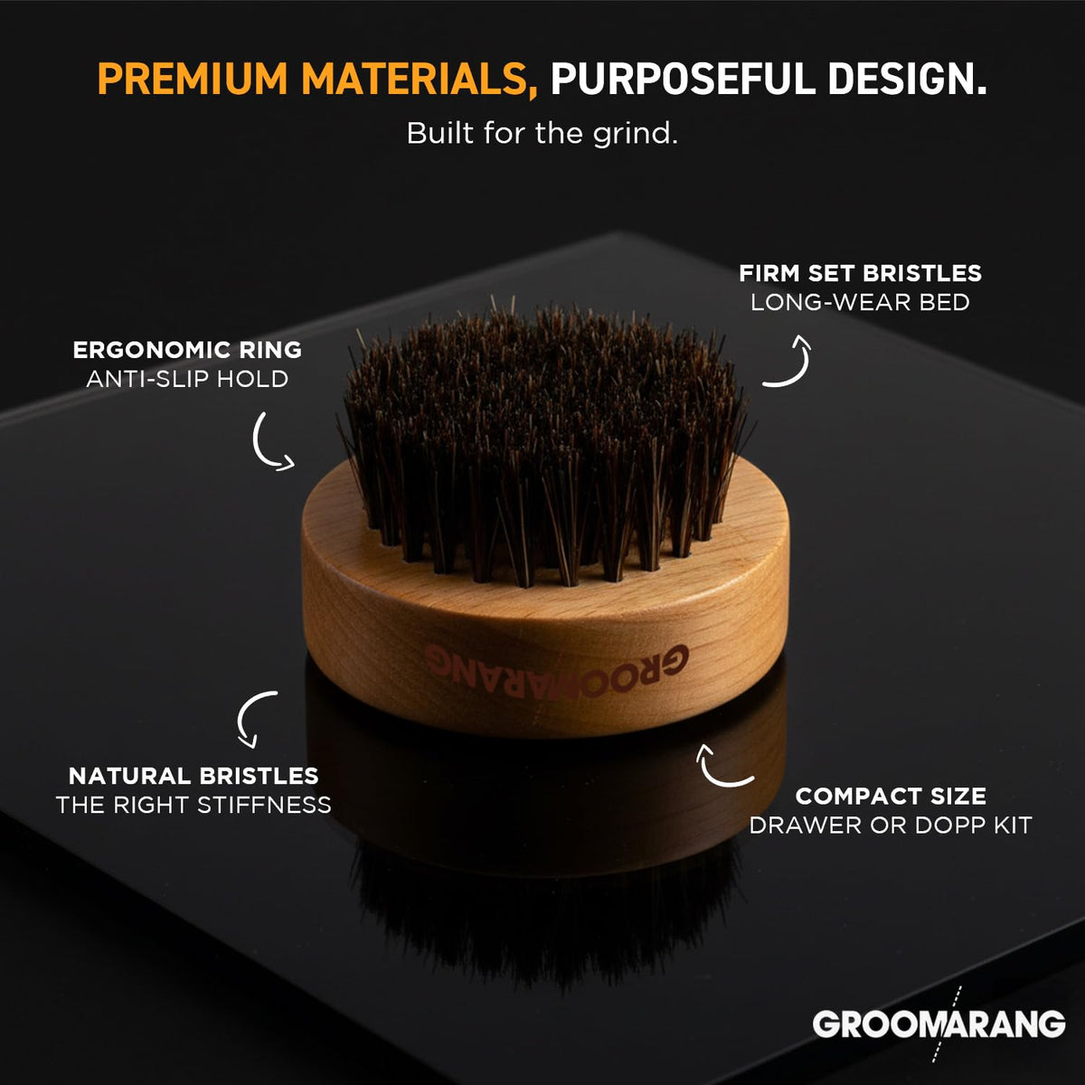 groomarang Groomarang Boar Bristle Beard Brush for Men Perfect Grooming Gift