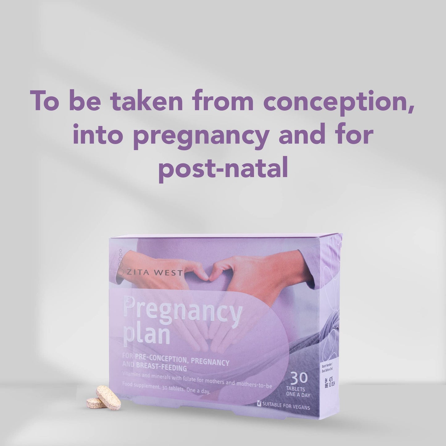Zita West Pregnancy Plan - Support Supplements for Preconception, Pregnancy and Breastfeeding- Pregnancy Vitamins for Women - One Month's Supply, 30 Tablets
