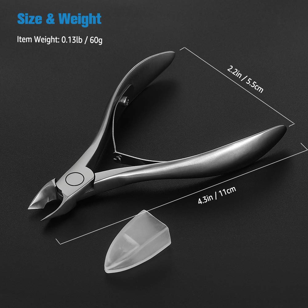 FERYES Cuticle Nippers 1/2 Jaw - Professional Stainless Steel Cuticle Trimmer Scissors and Double Springs Nail Clipper Cutter Remover Pedicure Manicure Tool,FL-N300,Silver