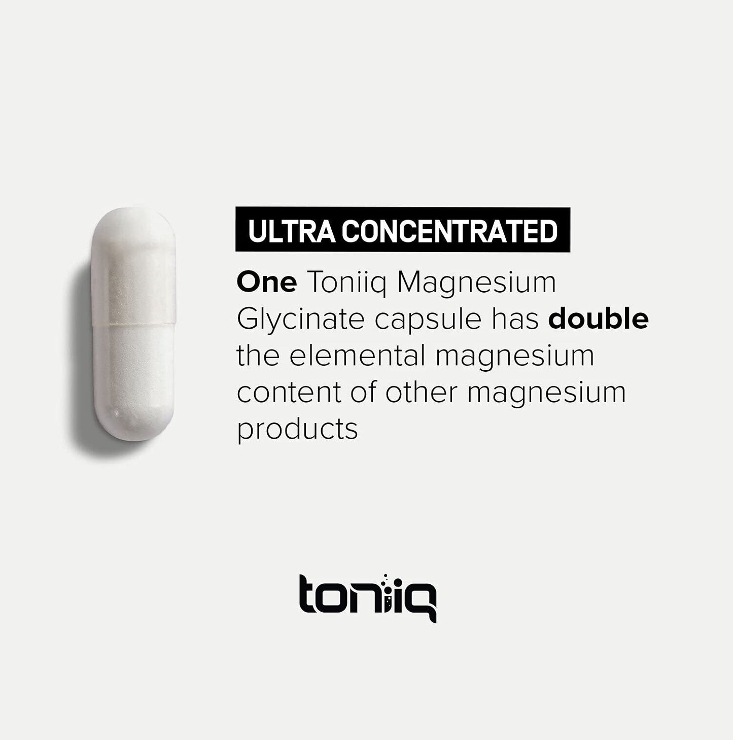 Toniiq 3000mg High Strength Magnesium Glycinate Supplements - 20% Purified to Contain 600mg of Elemental Magnesium