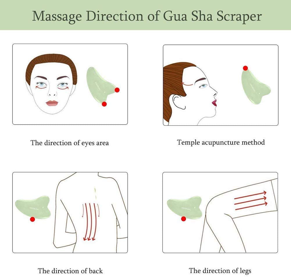 GGUA Gua Sha Facial Care Massage Treatment Natural Jade Board Scraping Tool Salon