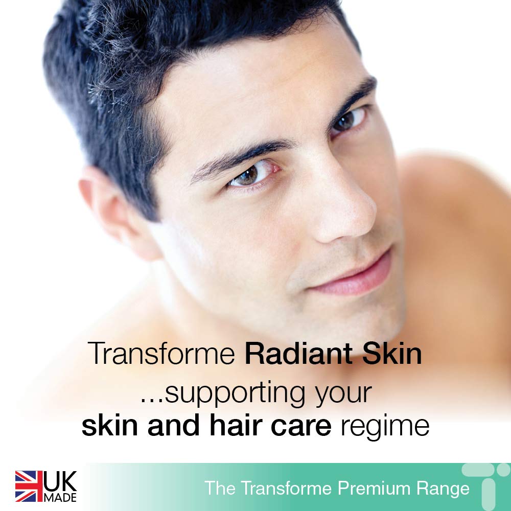 Transforme Marine Collagen 500mg, Hyaluronic Acid Capsules, 60 Days Supply, Biotin, Copper, Vitamin C B6 B12, Zinc, Radiant Skin Care Hydrolysed Peptides