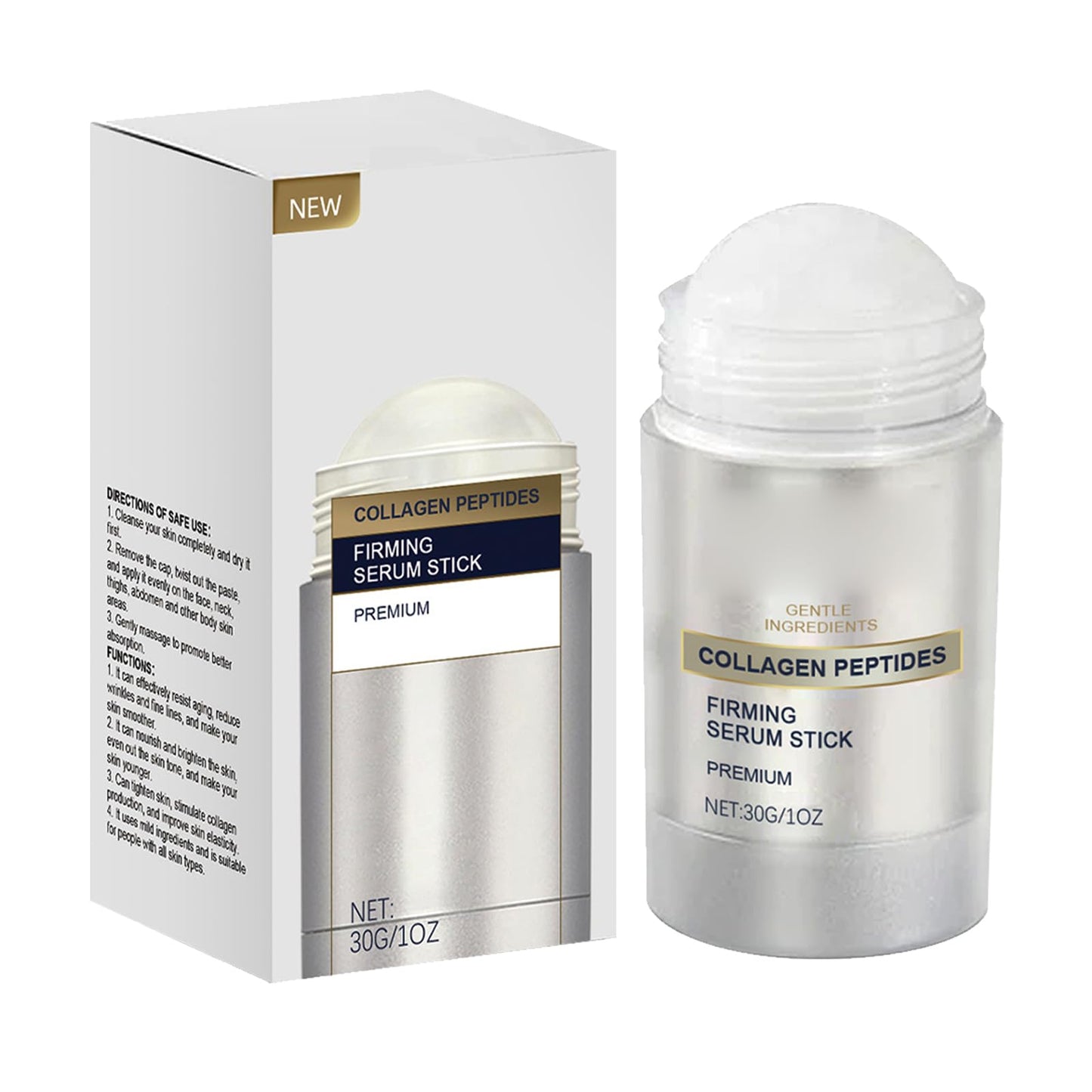 Collagen Peptides Firming Serum Stick,Luxurious Collagen Firming Cream Stick,Smoothing Serum Stick,Peptide Serum,Anti Aging Peptides Serum Stick,Advanced Firming & Wrinkle Stick,30g