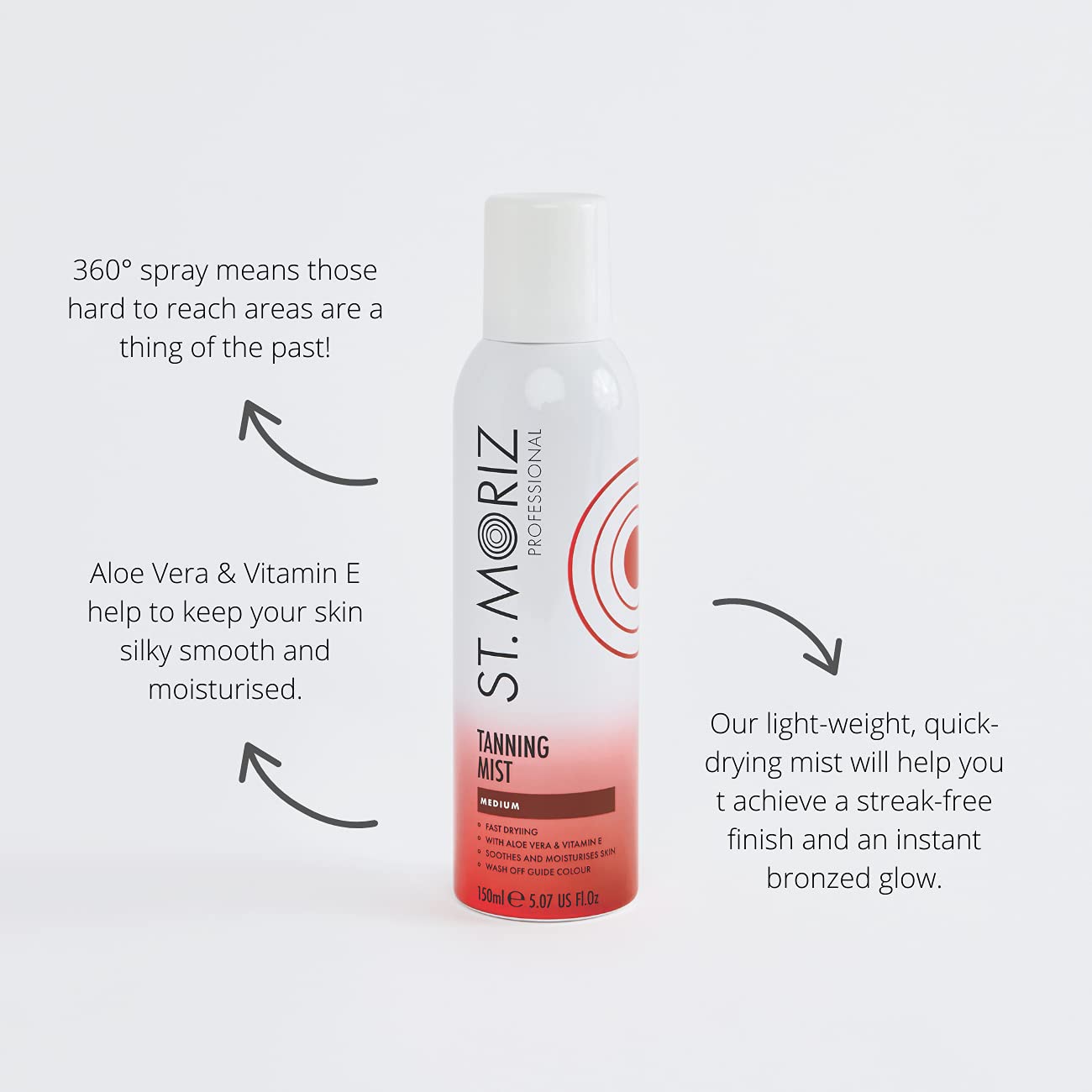 ST. MORIZ St Moriz Professional Instant Tanning Mist in Medium | Fast Drying Vegan Fake Tan Mist with Aloe Vera & Vitamin E | For Streak Free Medium Bronzed Glow | Dermatologically Tested & Cruelty Free | 200ml
