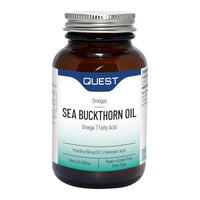 Quest Sea Buckthorn Oil Omega 3, 6 & 7, Berry Oil & Palmitoleic Acid Supplement. Supports Skin & Eye Health Plus Post Menopause Dryness. Vegan Omega Anti-Inflammatory Supplement Tablets (120 Capsules)