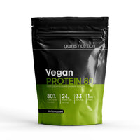 Gains Nutrition GN Vegan Protein 80 Protein Powder | 1KG Unflavoured Pea Protein Powder - Plant Based Protein Powder | 24g Vegan Protein per Serving | Non-GMO, Gluten & Dairy Free