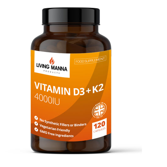 Vitamin D3 4000 IU & Vitamin K2 100ug (MK-7) | 120 Vegetarian Capsules | Living Manna Products