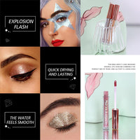 HQDA 10 Colors Liquid Eyeshadow Shimmer Glitter Metallic Eyeshadow Smokey Eye Looks Waterproof Long Lasting Quick Drying Eye Shadow Make up Kits (10 Colors)