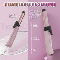 Sadodo Mini Rechargeable Hair Curler,Portable Small 20MM Cordless Curling Wand,Quick Heating,3 Temperature Setting,Negative Ion Hair Care Oil Panel,for Home Travel Office Hair Curling,Styling (Pink)