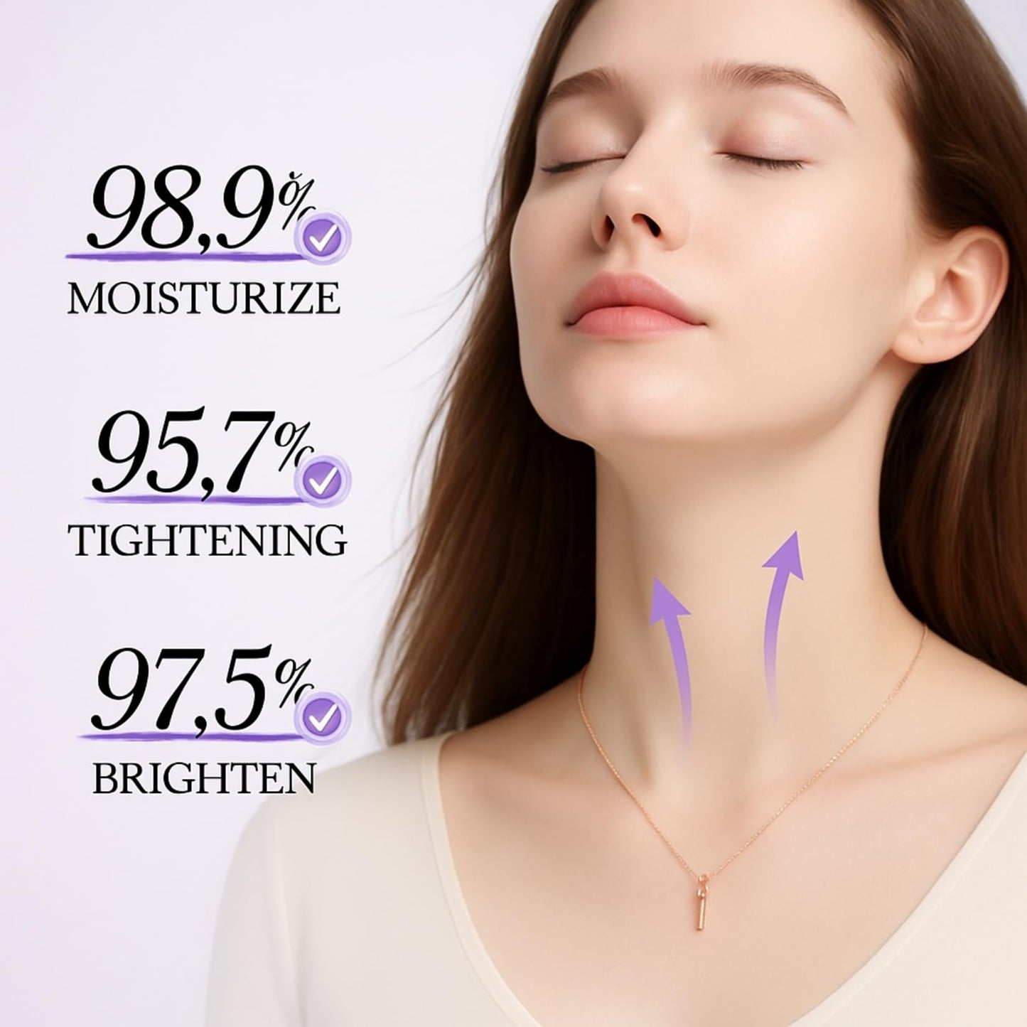 Skin Tightening Cream with Collagen & Retinol Firms Neck Skin Reduces Fine Lines Double Chin Dual Roller Massage Design for All Skin Types