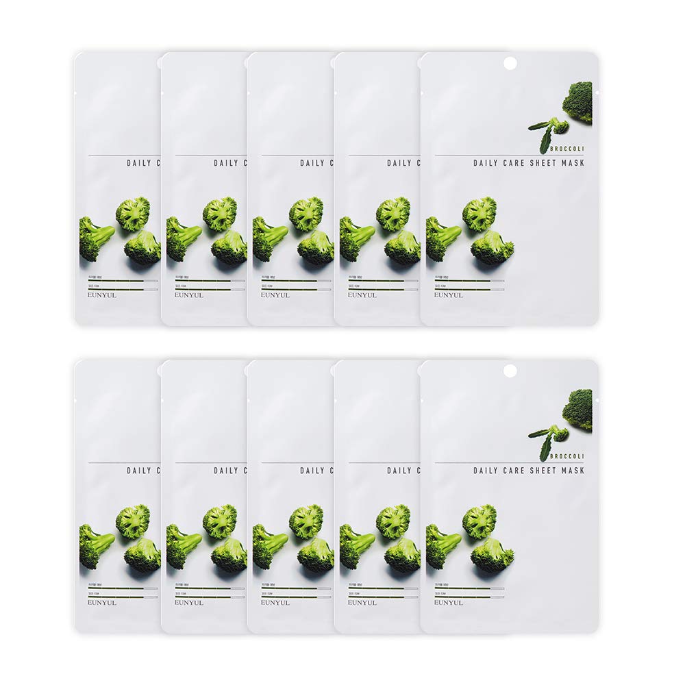 Eunyul EUNYUL [Pack of 10] Daily Care Facial Sheet Mask Pack Broccoli x 10ea Korean Skincare Hydrating & Nourishing & Natural Ingredients for All Skin Types