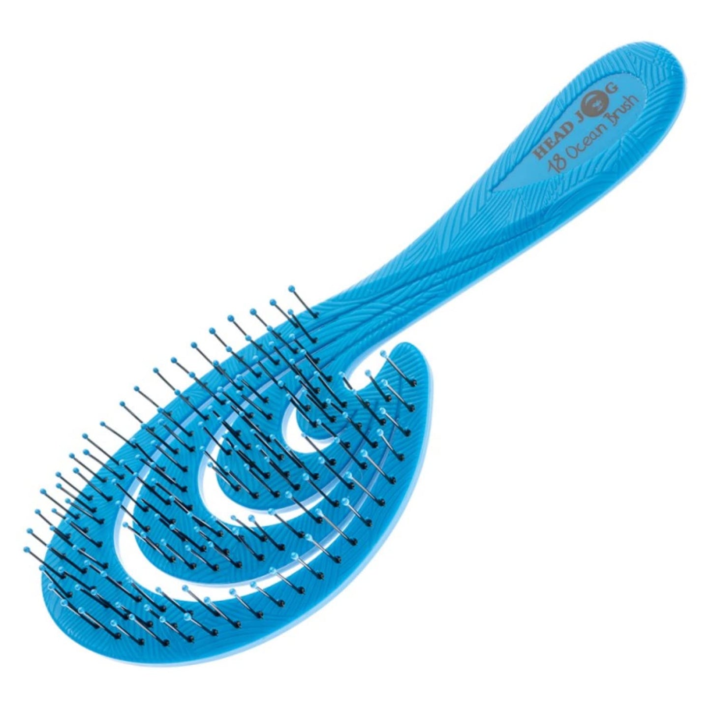 Head Jog 18 Ocean Hair Brush. Eco Friendly Vent Paddle Brushes With Flexible Soft Bristles, Detangling Wet Or Dry Hair. Gentle Brushing & Detangling Brush For Curly & Wavy Hair (Aqua)