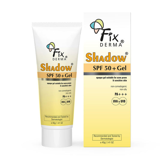 FIXDERMA Fixderma Shadow SPF 50 Gel for Oily Skin, Sunscreen for Face, Dermatologist Tested Moisturiser for Men, Sunscreen SPF 50 Face, Water Resistant - 1.41 OZ