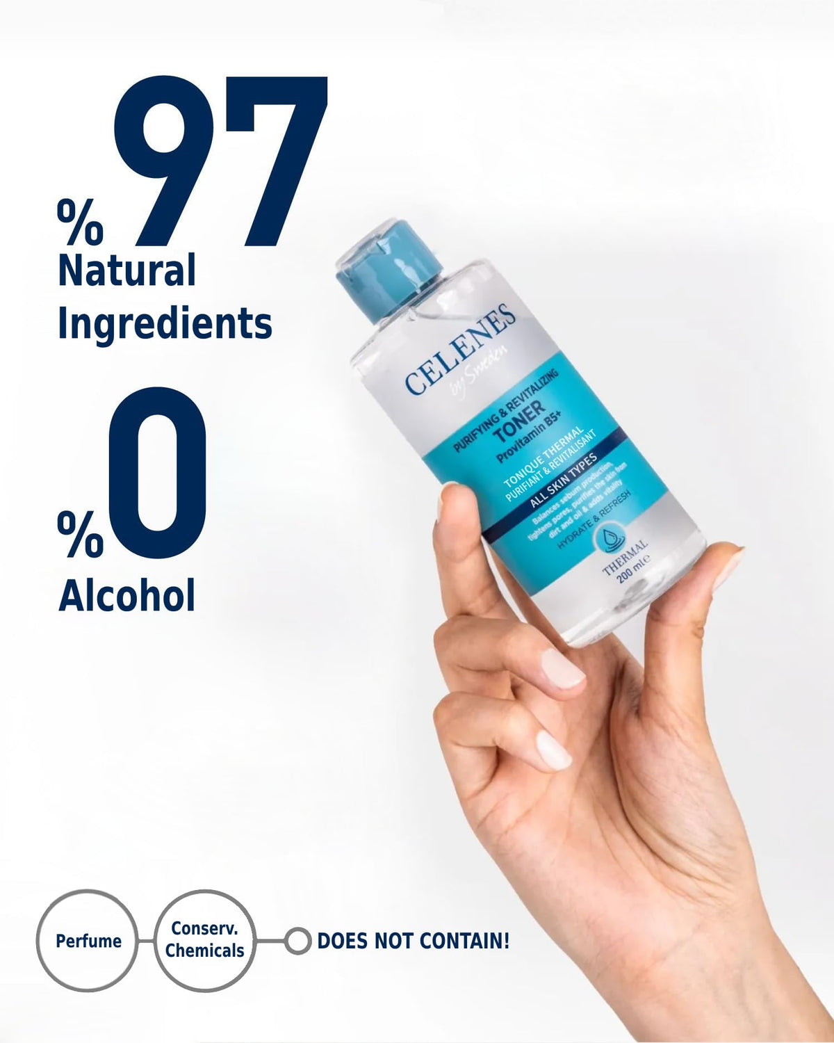 Celenes By Sweden Celenes by Sweden Thermal Water Glycolic Acid & Brightening Toner, 200 ml - Baltic Pine, Provitamin B5 & Niacinamide Formula - Pore Minimizer & Hydrating Care - All Skin Types - Paraben/Alcohol Free