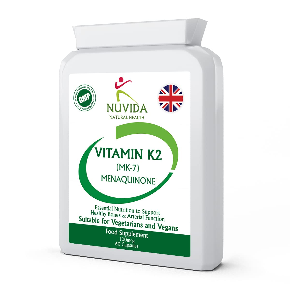 NUVIDA NATURAL HEALTH Vitamin K2 MK-7 Capsules / 120 / Premium Daily Vitamin K2 Supplement/Vegan and Vegetarian Friendly
