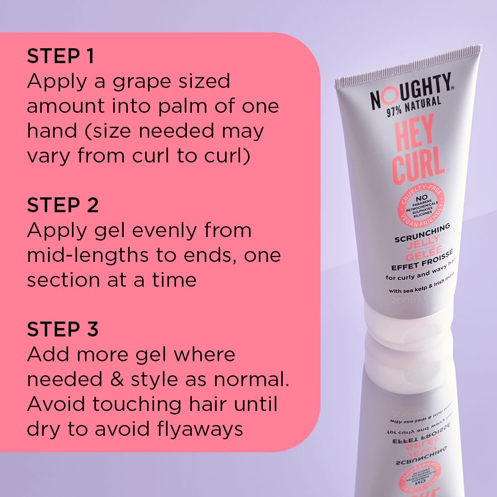 Noughty 97% Natural Hey Curl Scrunching Jelly and Wave Hello Curl Taming Cream Duo, Curl Defining Sulphate Free Vegan Hair Care Set Vitamin Rich Formula for Curly & Wavy Hair, 250ml and 150 ml
