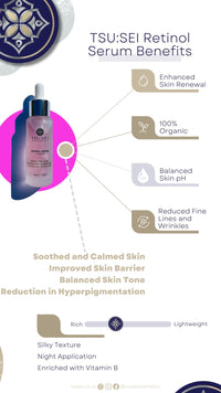 TSU:SEI Health and Beauty Retinol Serum with Vitamin B3 for face by TSU:SEI - Organic, Anti-Aging, Facial Serum for Fine Lines, Wrinkles, and Uneven Skin Tone. Cruelty Free Skincare. 30ml.