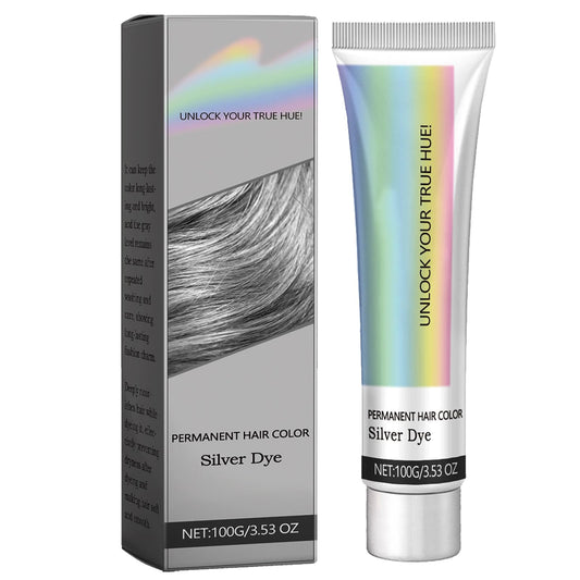 GNAUMORE Natural Essence Silver Hair Dye,Silver Gray Hair Dye,Grey Natural Hair Cream,Grey Permanent