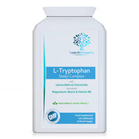 swiss bioenergetics L-Tryptophan 220mg - 120 Capsules/Sleep Complex with Added Lemon Balm, Chamomile, Magnesium, Niacin & Vitamin B6 - Natural Alternative to Melatonin / 4 Month Supply – Made in The UK
