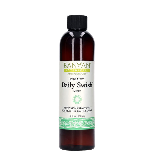 Banyan Botanicals Daily Swish Mint – Organic Ayurvedic Oil Pulling Mouthwash with Coconut Oil – for Oral Health, Teeth, & Gums* – 8oz – Non GMO Sustainably Sourced Vegan