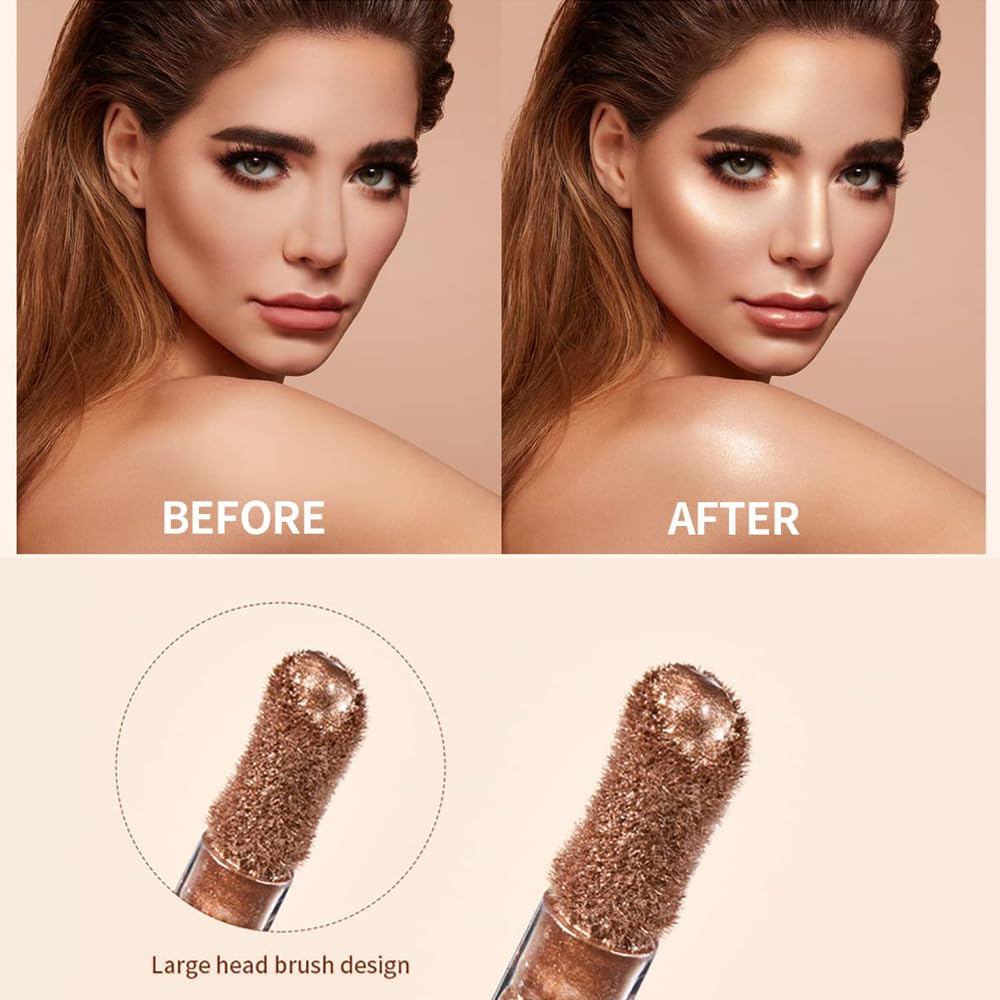 Mornery Liquid Highlighter - Contour Face Stick/Shimmer Cream Makeup, Glitter Luminizer With Cushion Applicator, Natural Looking Bronzer (01 Moonlight)