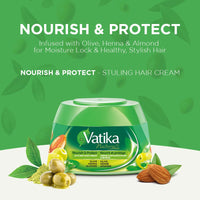 Vatika Naturals Hair Cream - Nourish & Protect (210ml, Olive) | Infused with Olive, Henna & Almond for Moisture Lock & Healthy, Stylish Hair