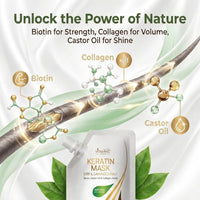 VITAMINS hair cosmetics VITAMINS Hair Cosmetics Keratin Hair Mask for Damaged Hair - Protein Keratin Treatment Deep Conditioner for Dry Locks - Collagen Biotin & Castor Oil Repair Dryness & Enhance Shine - 100 ML