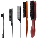 STIFFENERS 5-Pack Slick Back & Teasing Brush - Men's Beard & Hair Styling Brush for Thin or Thick Hair