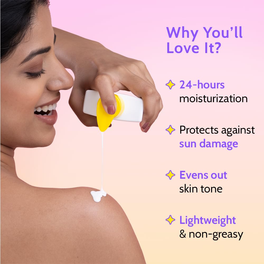 Chemist at Play Bright Boost SPF Body Lotion With 5% Niacinamide & SPF 50+ PA++++ 24 hours Moisturization Lightweight & Non-Greasy Formula 236ml