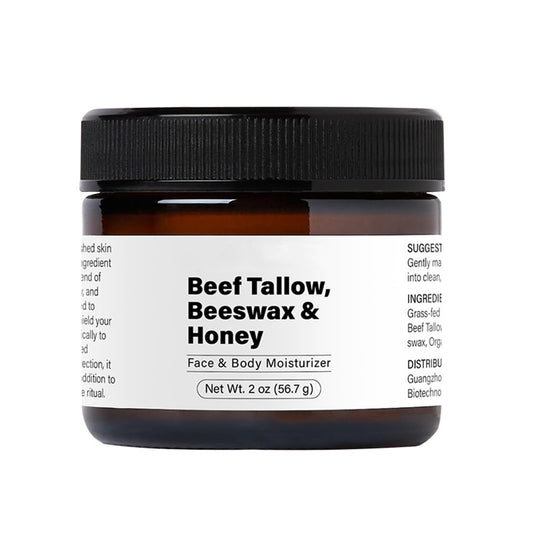 Beef Tallow Beeswax and Honey Face Moisturizer, Nourishing & Moisturizing, Purely Natural OrganicTallow Beeswax Honey Moisturizer for Face & Body - 2 oz
