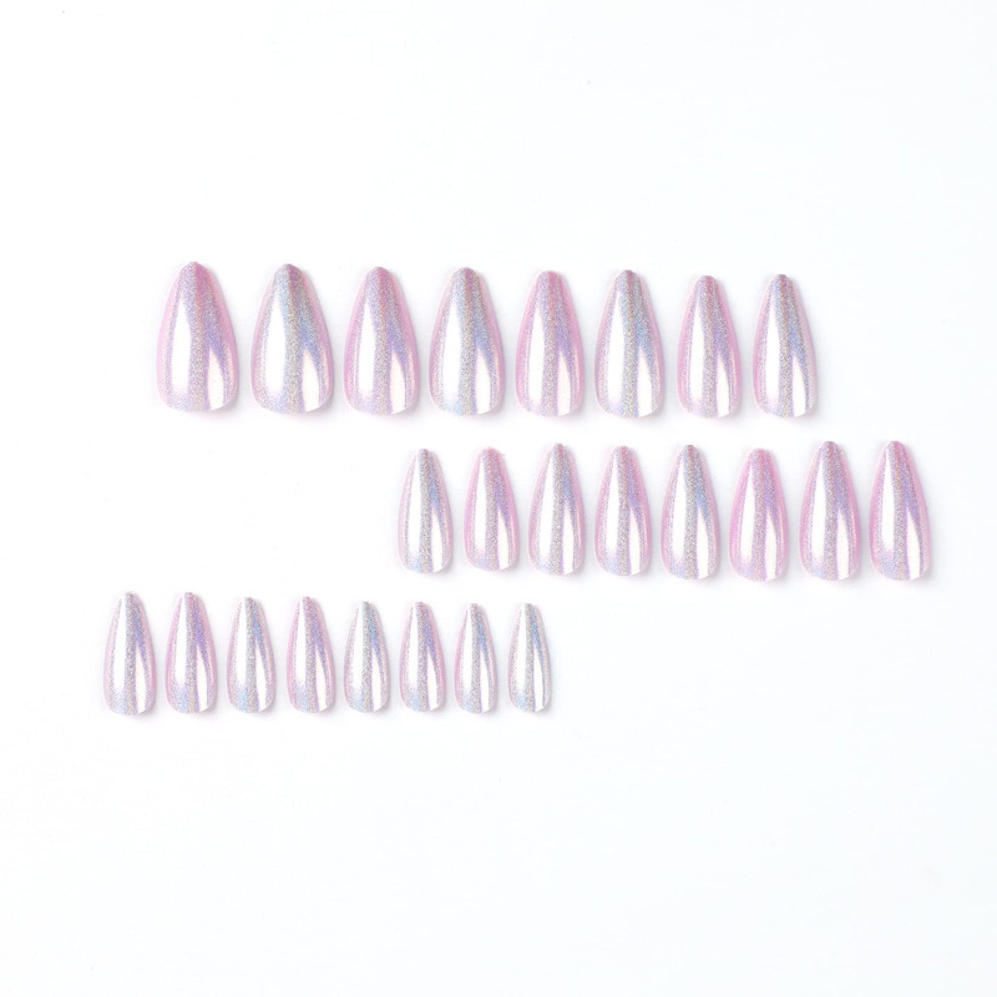 TMUT 24pcs Short Almond False Nails Purple Glitter Stick on Nails Press on Nail Removable Glue-on Full Cover Acrylic Fake Nail Art Accessories for Women