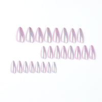 TMUT 24pcs Short Almond False Nails Purple Glitter Stick on Nails Press on Nail Removable Glue-on Full Cover Acrylic Fake Nail Art Accessories for Women