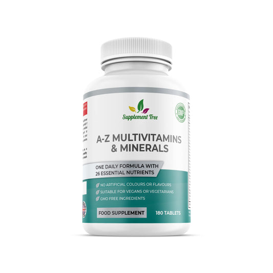 Supplement Tree A-Z Multivitamins and Minerals Tablets - 180 Vegan Multivitamin Tablets (6 Months Supply) - One a Day 26 Nutrients Multivitamins and Multi Minerals Pills for Men & Women - UK Manufactured
