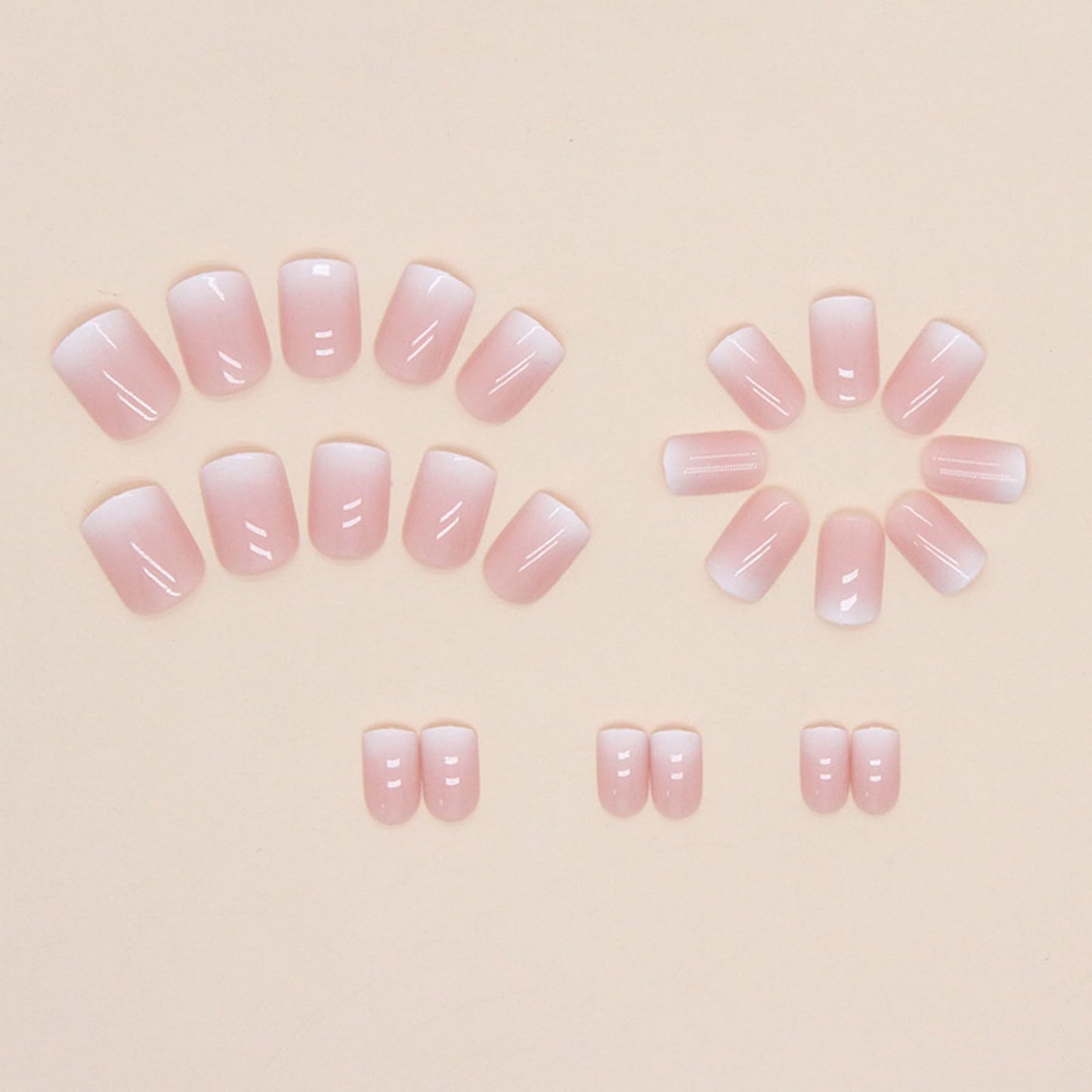 Ceboic 24pcs French False Nails Pink White Tip Short Square Press on Nails Gradient Acrylic Full Cover Stick on Nails with Designs Elegant Touch Fake Nails Women Girls Nail Art Accessories
