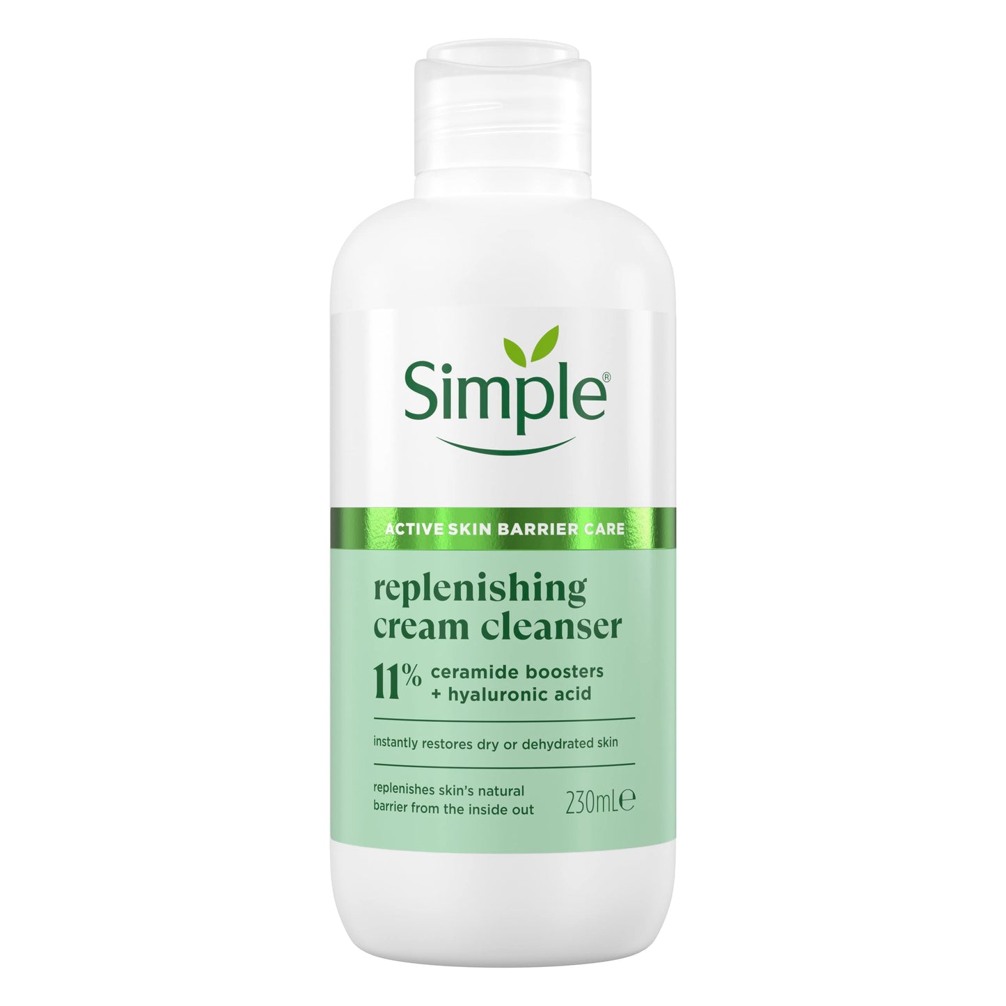 Simple Replenishing Cream Cleanser Face Cleanser Suitable for even the Most Sensitive Skin with 11% Ceramide Boosters and Hyaluronic Acid 230 ml