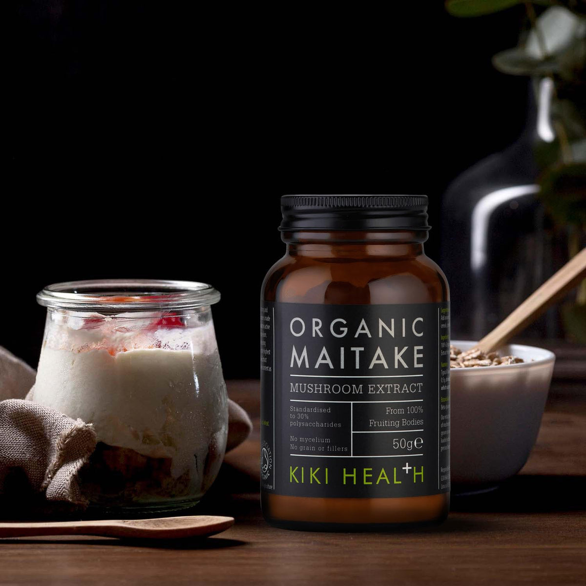 KIKI HEALTH KIKI Health Organic Maitake Extract Mushroom Powder | Antioxidants Rich Superfood for Immune System Support | Real Fruiting Bodies Extract Supplement | Vegan, Gluten-Free, Non-GMO - 50g