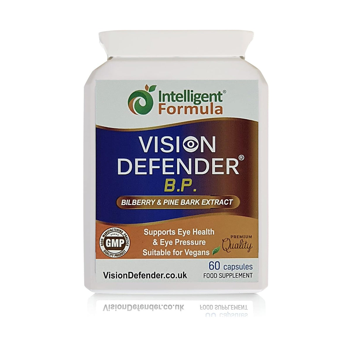 Intelligent Formula Vision Defender BP Eye Health Supplement – Eye Pressure, Circulation & Retinal Support – Plant-Based Natural Bilberry & Pine Bark Extracts Packed with Antioxidants – 60 Vegan Capsules – Made in UK