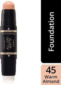 2x Max Factor Facefinity All Day Matte 2in1 PanStik Foundation 45 Warm Almond
