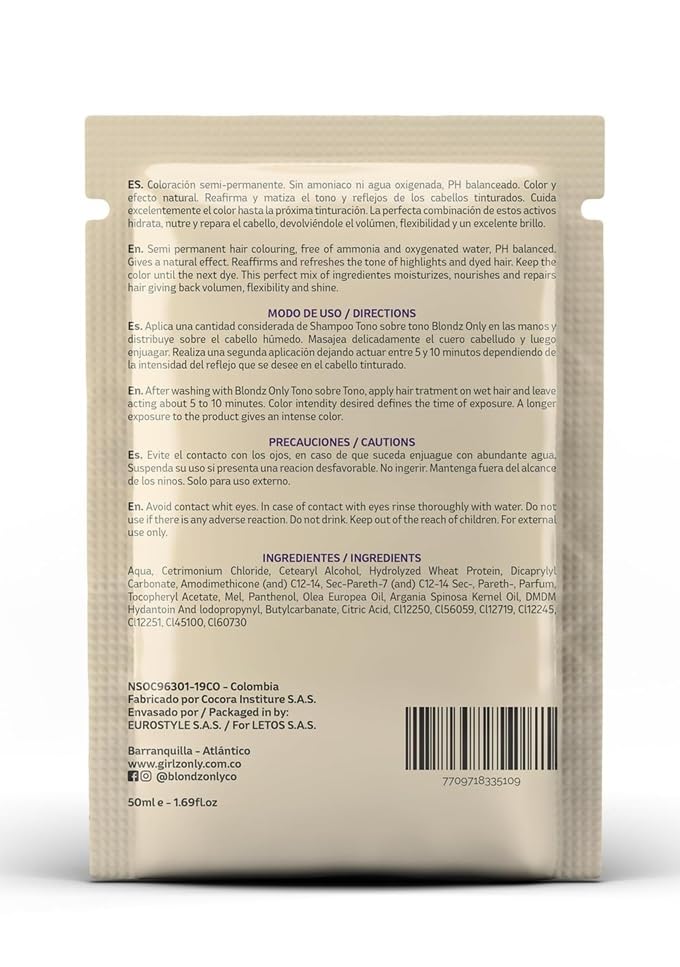 Blondz Only Purple Conditioner Treatment Mask Rubio Marfil Blonde Pearl with Argan Oil Perfect Blonde Toner (Beige) Pack of 2 Sachet 3.38 Fluid Ounce (100 ml)