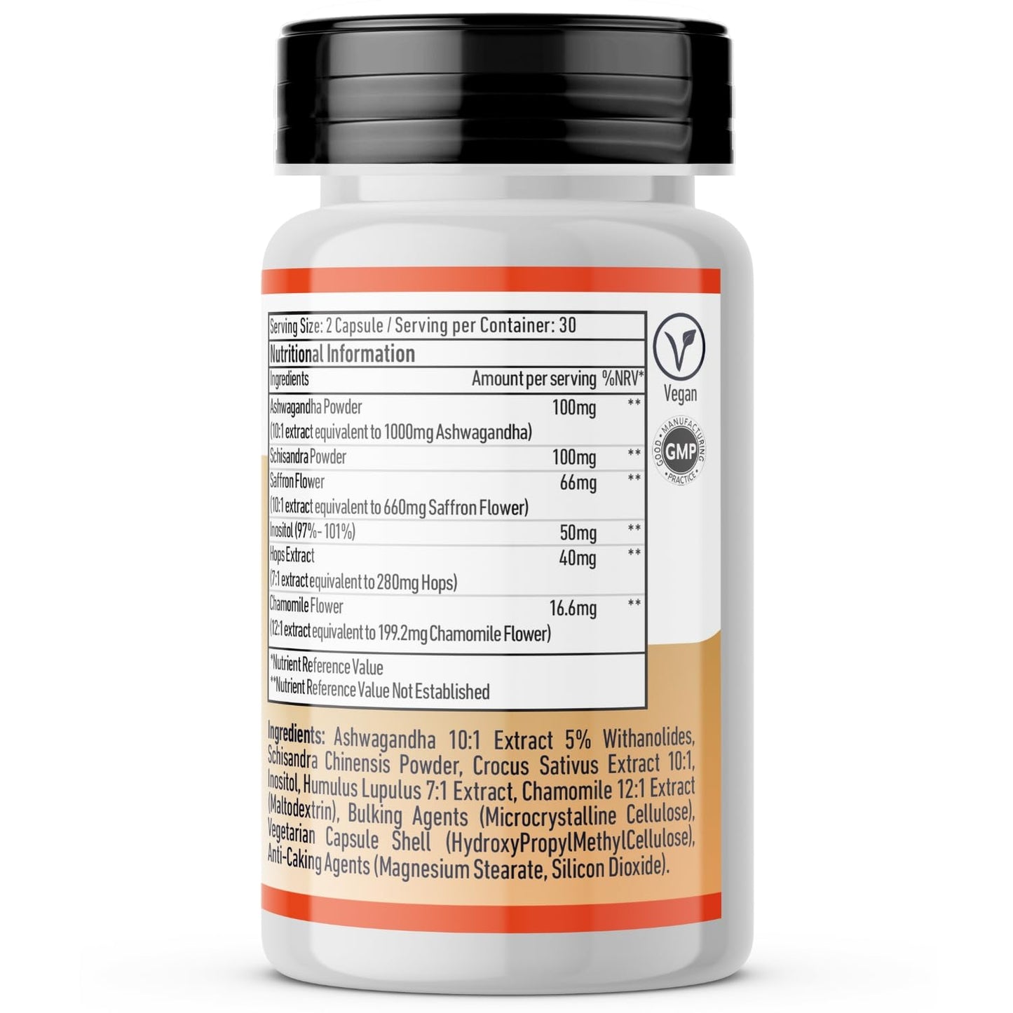 Vedic Essentials Vedic Ashwagandha-Saffron Calming Complex | 6 Herbs Blend- Ashwagandha Boosted with Saffron, Chamomile, Hops, Inositol & Schisandra Berry | High Strength 2290mg | Premium, Vegan, 60 Capsules