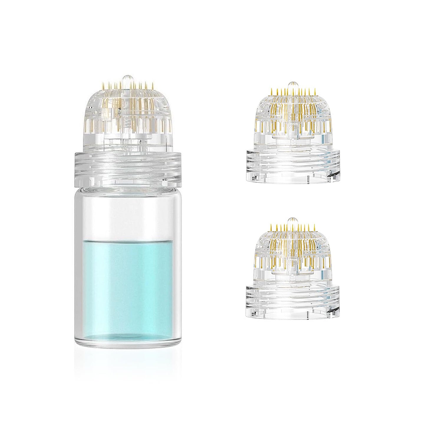 Lazzybeauty Hydra Needle 20 Derma Stamp Microneedling Pin Length 0.5mm, Serum Applicator Bottle Reusable with Extra 2 Replaced Roller Heads, for Anti-aging Skin Care Hair Beard Growth Stimulation
