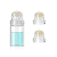 Lazzybeauty Hydra Needle 20 Derma Stamp Microneedling Pin Length 0.5mm, Serum Applicator Bottle Reusable with Extra 2 Replaced Roller Heads, for Anti-aging Skin Care Hair Beard Growth Stimulation
