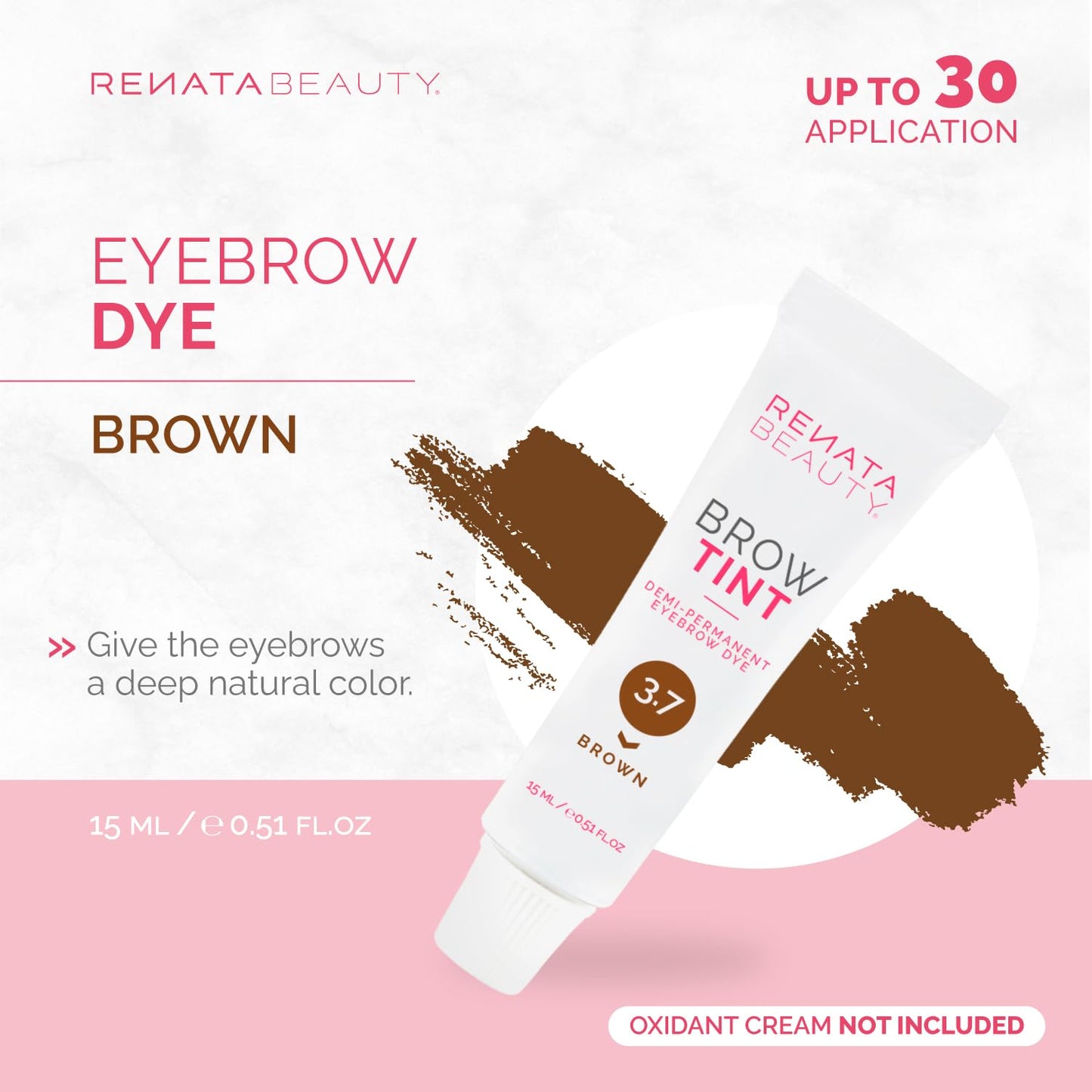 RB RENATA BEAUTY Renata Beauty Eyebrow Dye – Premium Brow Tinting Color – 15 ml Customizable Long-lasting Eyebrow Tint with 4 Week Results – Safe and Gentle Eyebrow Tint Color – 4 Colors Available [Brown Dye]