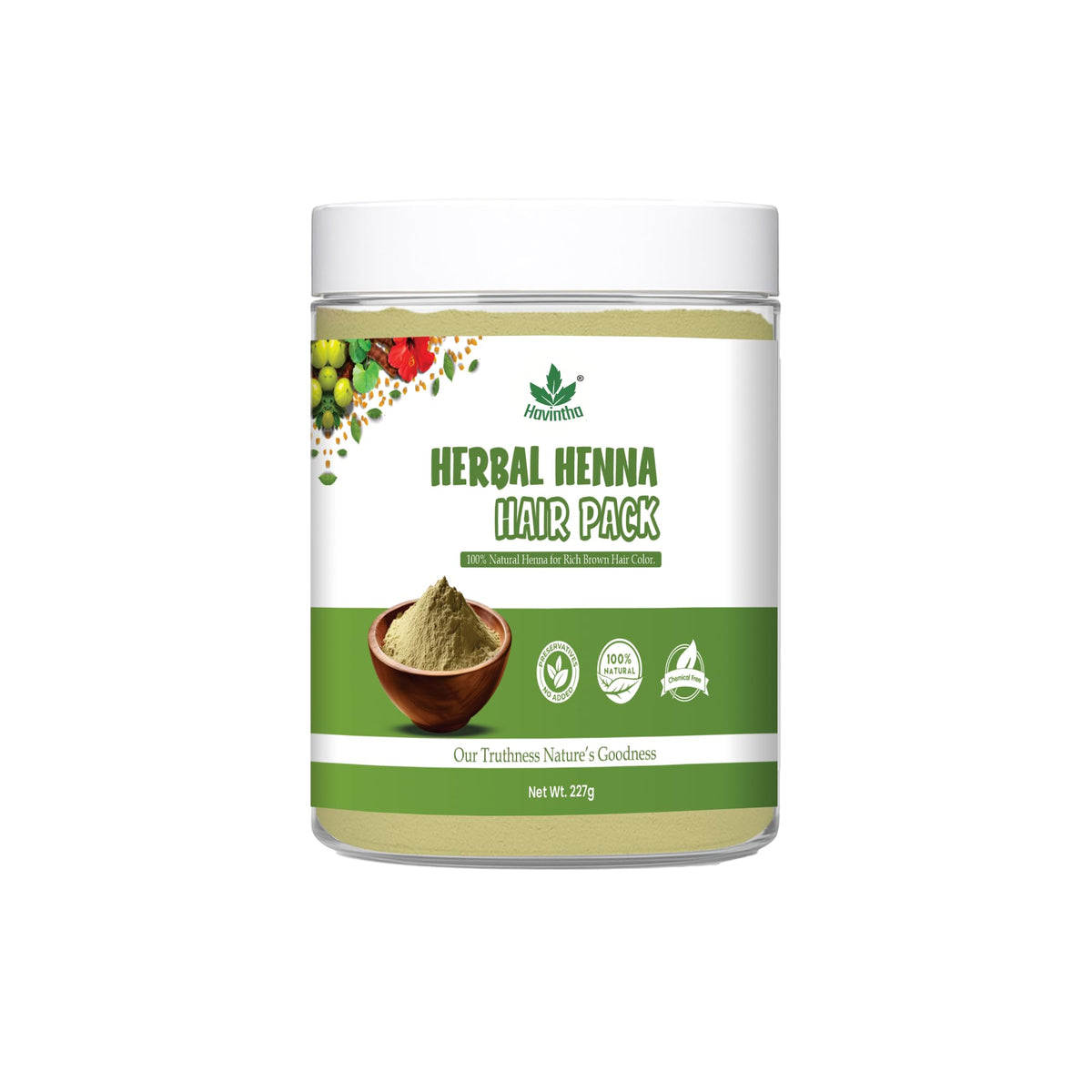 Havintha Natural Herbal Henna Hair Pack 11 Herbs Mix Mehandi Powder (227 G) |
