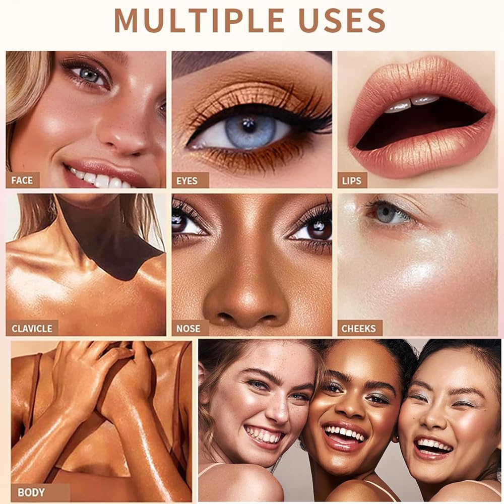 Mornery Liquid Highlighter - Contour Face Stick/Shimmer Cream Makeup, Glitter Luminizer With Cushion Applicator, Natural Looking Bronzer (01 Moonlight)