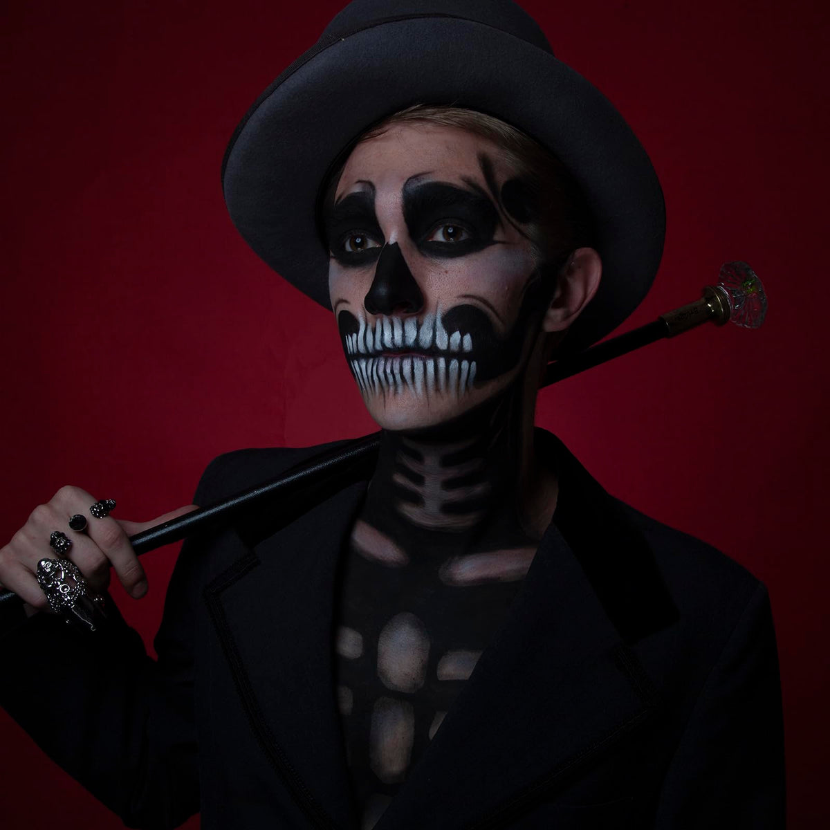 Mysense Black Face Body Hair Paint Stick,Water Based Washable Temporary Hair Paint,Non-toxic Cream Body Paint Stick for Adults and Chidren Halloween Skull Skeleton Zombie Cosplay Makeup,0.5oz(15g)