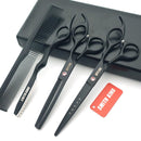 Smith King 7.0 inch Hair Scissors Set with Razor Combs in 1 Set (Black)