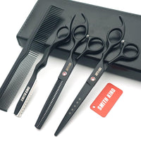 Smith King 7.0 inch Hair Scissors Set with Razor Combs in 1 Set (Black)